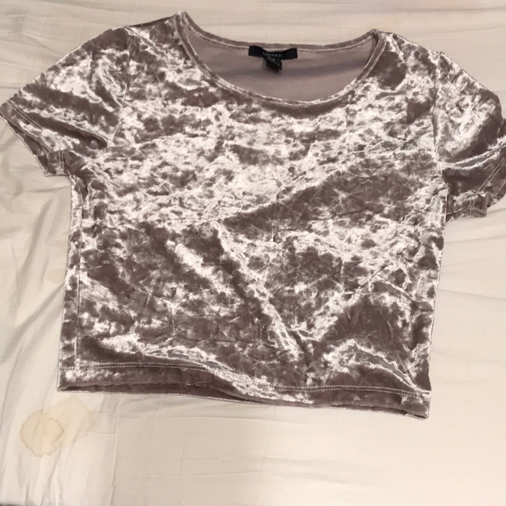 Women’s velvet cream crop top